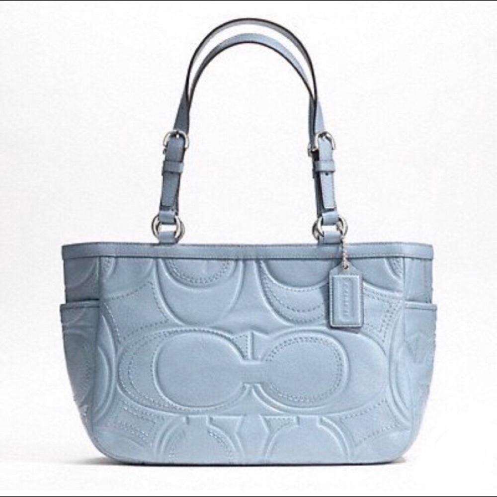 Coach Gallery Stitched tote baby blue